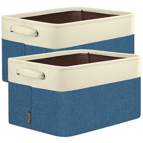 2 Pack Fabric Closet Storage Bins for Shelves (Navy Blue / 2PCS/Small-12x8x8)