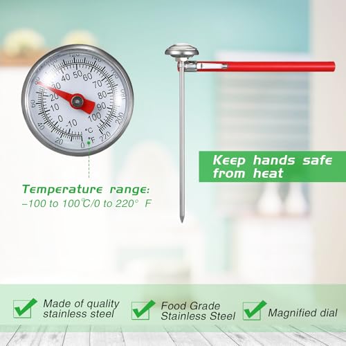 1 Pcs Stainless Steel Kitchen Dial Thermometer 5" (Red)
