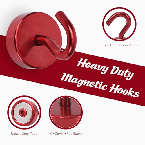 Magnetic Hooks Steel Tube Design for Cruise (Red / 40lb Magnetic Hooks)