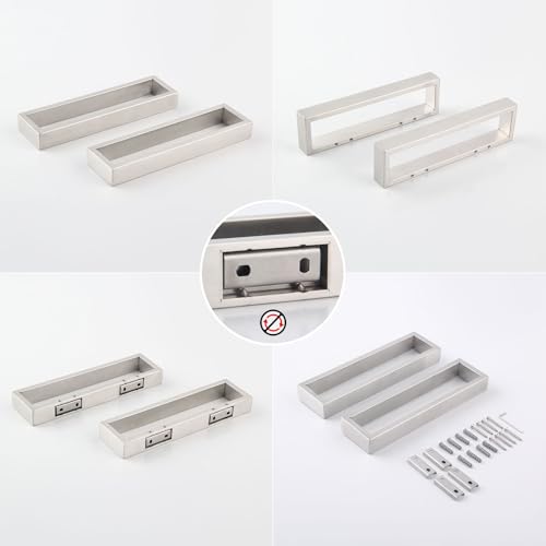 Modern Towel Holder Square Style Brushed Stainless Steel Towel Hanger Towel Ring for Bathroom Wall Mount 2 Pack HG1716 (Brushed)