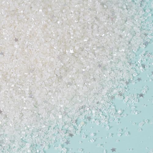 White Sanding Sugar Edible Silver Glitter Stars Mix (White)