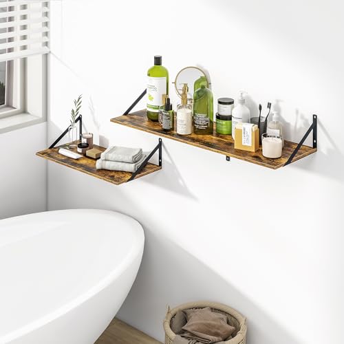 36W x 12D Deep Floating Shelves Set of 2 Rustic Brown (Rustic Brown With Black Metal Bracket / 36wx12dx5.8h)