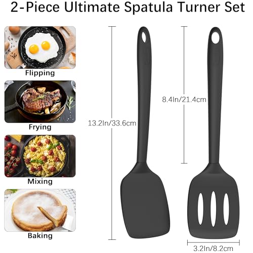 2 Pack Silicone Spatula Set (PureBlack)