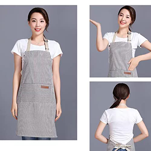 Adjustable Bib Apron with 2 Pockets Cooking Kitchen Cotton Aprons for Women Men Chef Restaurant BBQ Painting Crafting