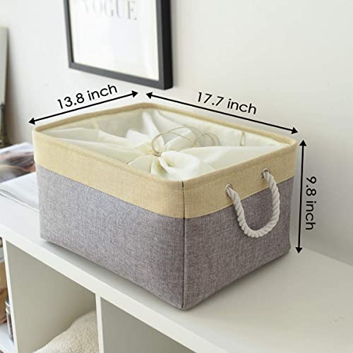 Storage Baskets for Organizing (Gold&Grey / 3PCS/X Large -17.7Lx13.8Wx9.8H)