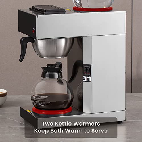 12 Cup Commercial Pour Over Coffee Maker SF (2 Glass Decanters / Stainless Steel)