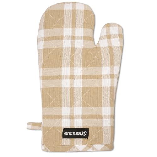 Oven Mitts Heat Resistant Kitchen Gloves (Oven Gloves / Franca Beige Checks)