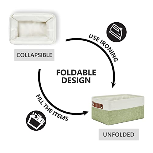 Storage Baskets for Shelves (White&Green / XS-12"x8"x5")