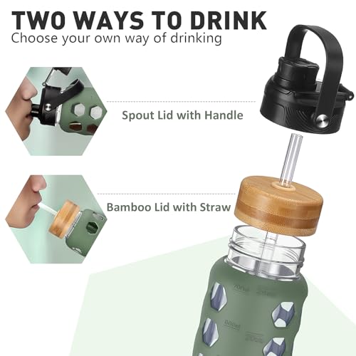 Glass Water Bottle (Olive / 24 Ounces)