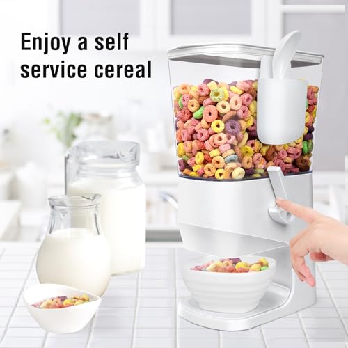 Cereal Dispenser Countertop Wath Bowls and Spoons（1pcs White） (3.5Qt & White & 1pack)