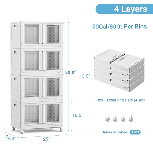 400Qt Stackable Storage Bins with Lids (White / 100 GAL)
