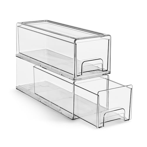 Clear Storage Drawers for Refrigerator & Pantry (2 Pack)