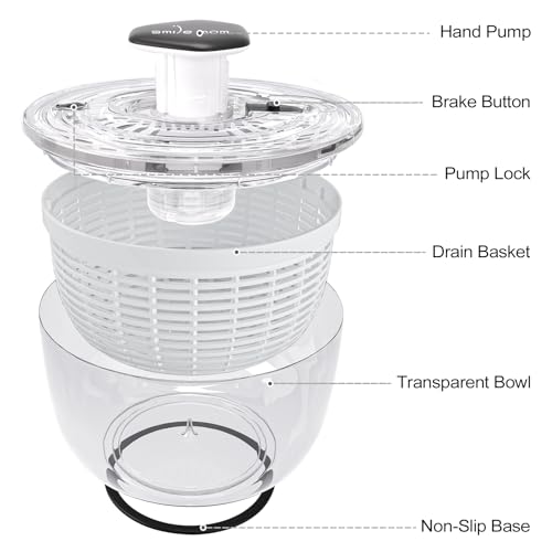 Salad Spinner Small Lettuce Spinner Kitchen Gadgets Vegetable Washer (3.8QT / White)