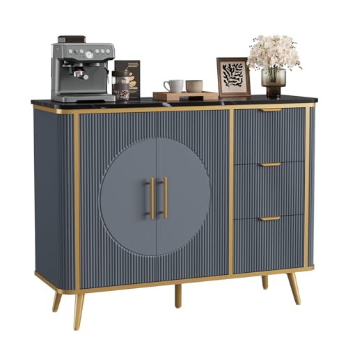 47.3" Modern Buffet Cabinet with Storage (Navy Blue-3draws)