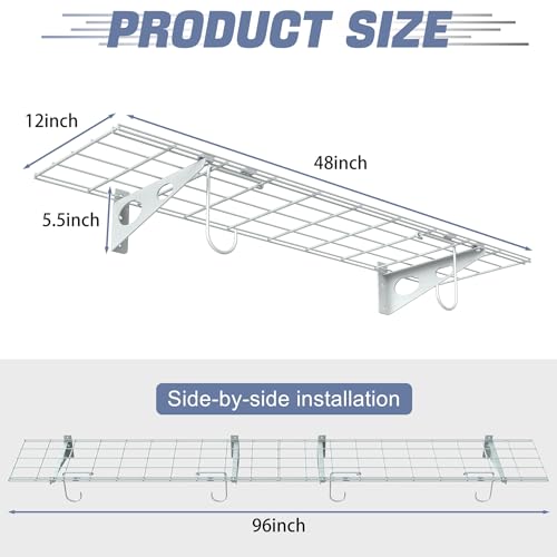 2 Pack Garage Wall Shelves (White / 12*48inch)