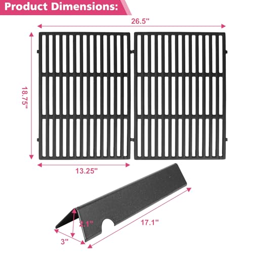 17" Flavorizer Bars 66795 and 18.75" Cast Iron Grill Grates 66095 Combo for Weber Genesis II LX 300 Series (26.5*18.75IN)