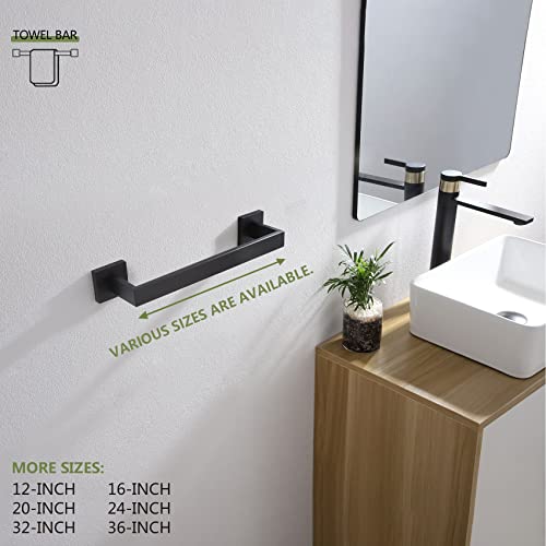 12 Inch Single Towel Bar (Matte Black / 12-Inch (2 Pack))