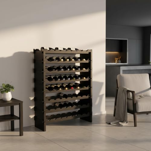 72 Bottle Wine Rack Stackable Bamboo Freestanding (72 Bottle - Black)