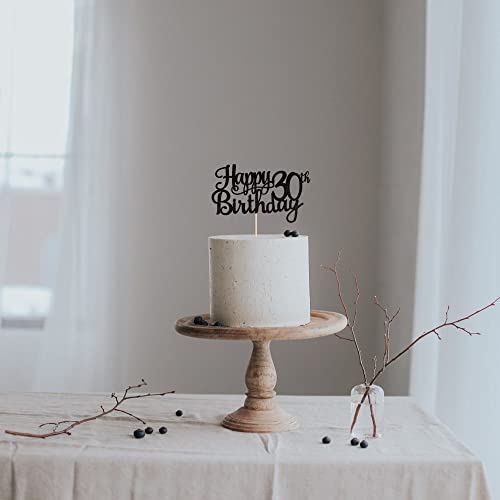 1 PCS Happy 30th Birthday Cake Topper Glitter Cheers to 30 Years Birthday Cake Pick 30 Fabulous Cake Decoration for Happy 30th Birthday Anniversary Party Decorations Supplies Black (Black / 30th)