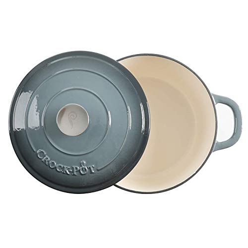 Artisan 7 Quart Round Enameled Cast Iron Dutch Oven (Slate Gray / 7-Quart)