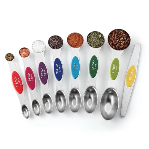 Stainless Steel 8 Magnetic Measuring Spoons (Multicolor / 2-Pack)