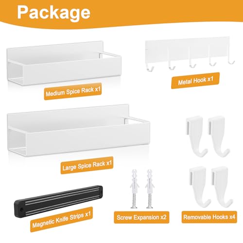 4 Pack Magnetic Spice Rack for Refrigerator (White / 4Pack-2)