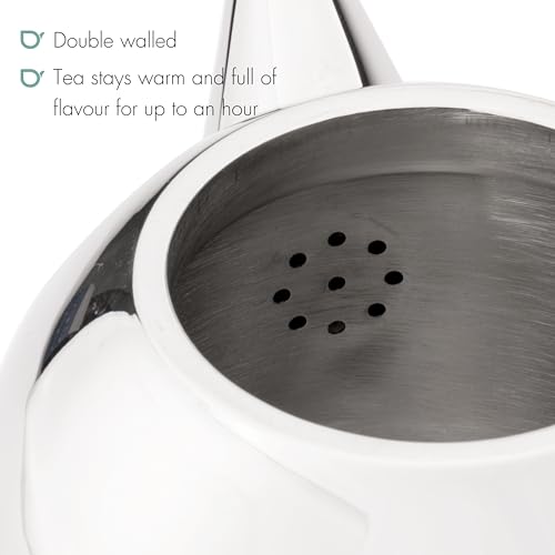 Santhee Double Walled Teapot (24.7 x 16.8 x 16.1 cm / high gloss stainless steel, chromium accents)