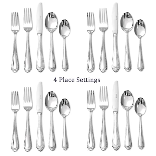 18 10 Silverware Set for 4 (Silver / Fiori 20 pieces for 4)