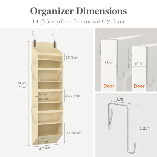 1 Pack Over the Door Organizer (Beige / 5 section)