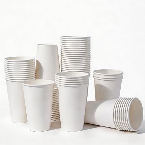 Disposable Paper Coffee Cups 16 oz 300 Count (White - 16 oz)
