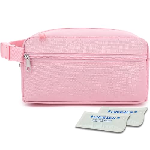 Freezable Snack Bag with Removable Ice Packs (with Ice Packs - Pink)