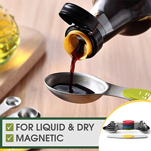 Magnetic Measuring Spoons Set of 8 for Kitchen (Multicolor / 1-Pack)