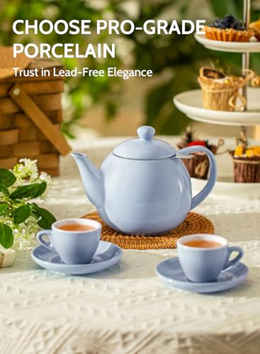 Teapot Porcelain Tea Pot with Stainless Steel Infuser (Lilac / 27oz (with infuser))