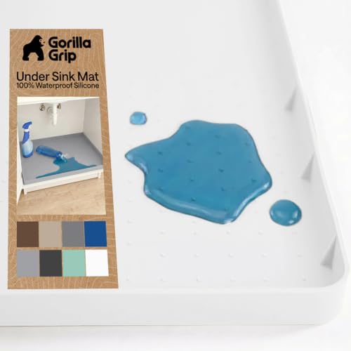 Waterproof Silicone Under Sink Mat (White / 15"w X 22"l)