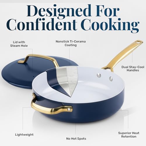 4 Qt Deep Saute Pan with Lid (Navy Cream / 4 Qt)