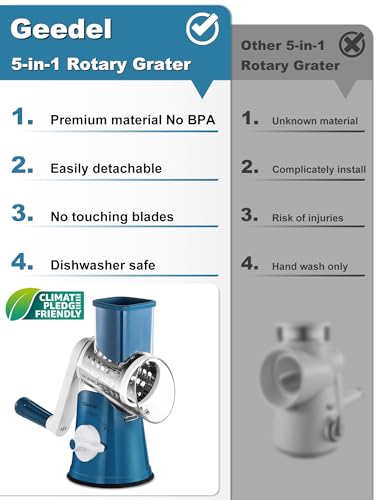 Rotary Cheese Grater Hand Crank (Blue White / 5 Blades)