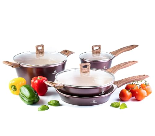7pc Kitchen Pots and Pans Set Non stick German Coated (7 Piece Marbellous Set)