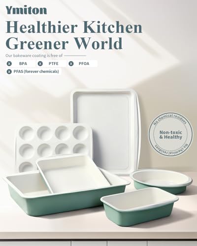 Ceramic Nonstick Baking Pans Set (Green / 30 PCS)