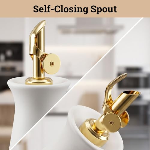 Ceramic Olive Oil Dispenser with Self (White)