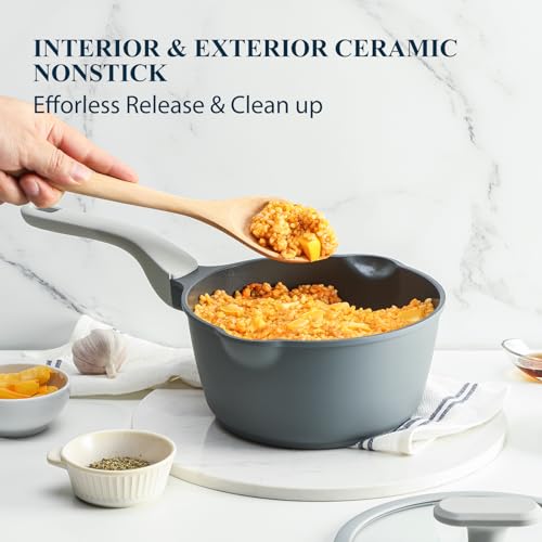 Nonstick Saucepan with Lid (2.7 Quarts / Gray)