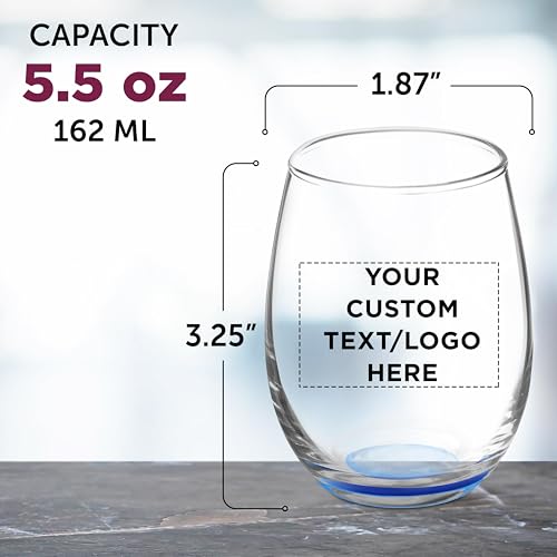 Custom Stemless Wine Glasses by ARC 5.5 oz Set of 12 (100 Count)