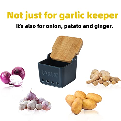 Garlic Keeper with Lid (Navy)