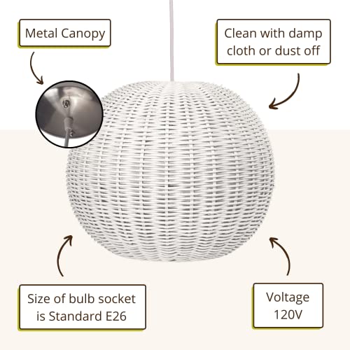 Lamp Wicker Ball Pendant (White)