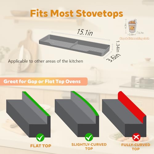 15" Magnetic Silicone Stove Top Shelf (Light Grey / 15 Inch)