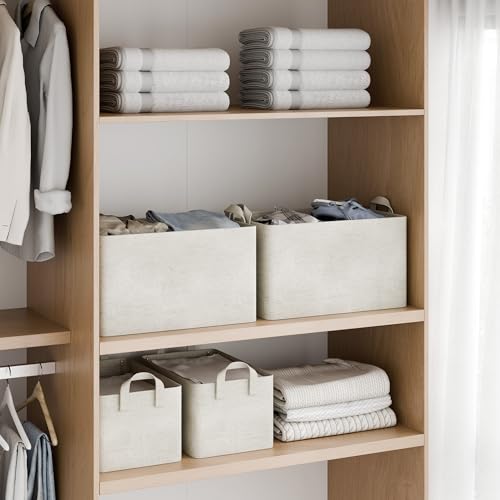 Fabric Storage Bins (Beige（Cotton-linen） / 14 ¾" L x 10 ¼" W x 8 ¼" H)