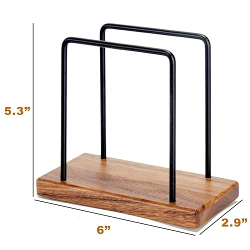Acacia Wood Napkins Holder with Metal Wire