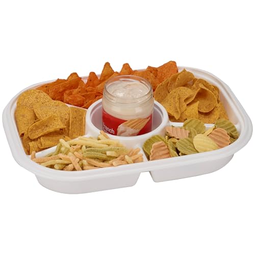 Jumbo Divided Serving Tray with Lid (White)