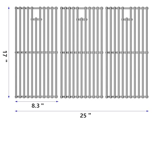 17/17.5/19.5 Inch Stainless Steel Grill Grates Replacement for Charbroil 463344116 463343015 Gas2coal 463340516 463370516 (17"D x 25"W)