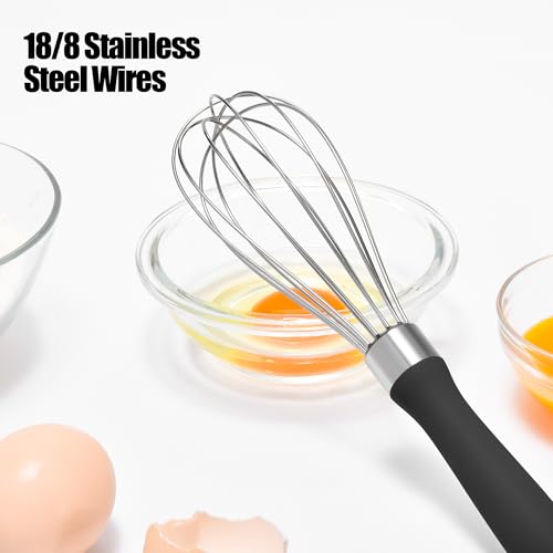 18 8 Stainless Steel Balloon Whisk for Cooking (S / Black)