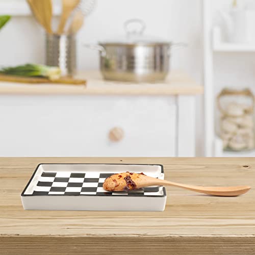 Spoon Rest Ceramic Spoon Rest for Kitchen Counter Dishwasher Safe Marble Decor Spoon Holder for Kitchen